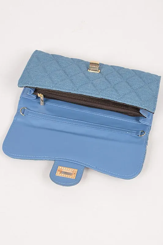 Quilted Denim Chain Wallet