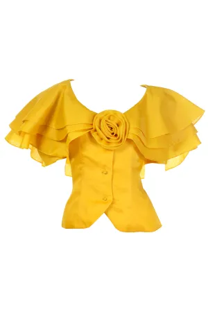 Raoul Arango Vintage Yellow Silk Organza Statement Blouse W/ Tags