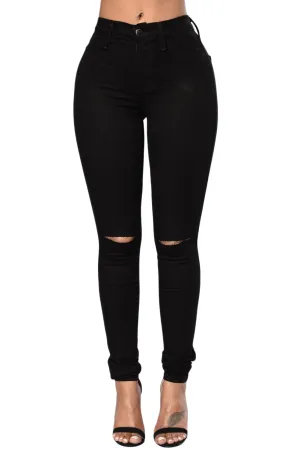 Rayla Slit Knee Denim Pants