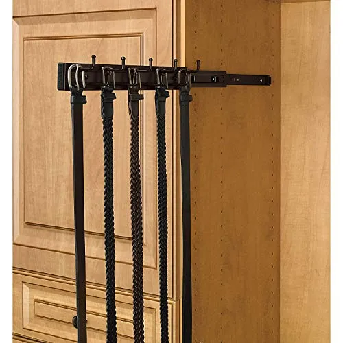 Rev-A-Shelf 14" Pull Out Closet Organization Rack for Belts, Ties and Scarves, Accessories Storage Hanger with Mounting Hardware, Chrome, BRC-14CR