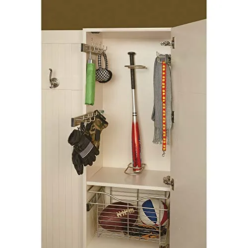 Rev-A-Shelf 14" Pull Out Closet Organization Rack for Belts, Ties and Scarves, Accessories Storage Hanger with Mounting Hardware, Chrome, BRC-14CR