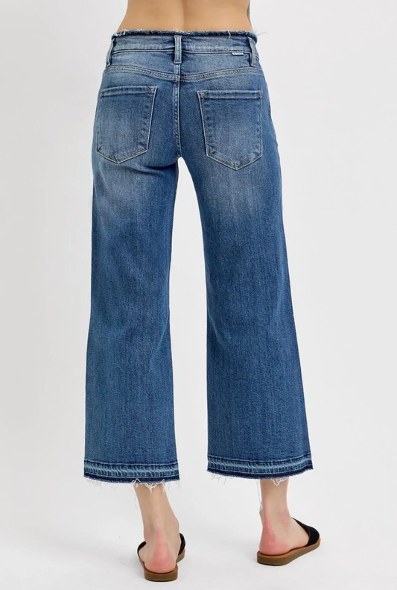 Risen Cropped Mid Rise Jeans