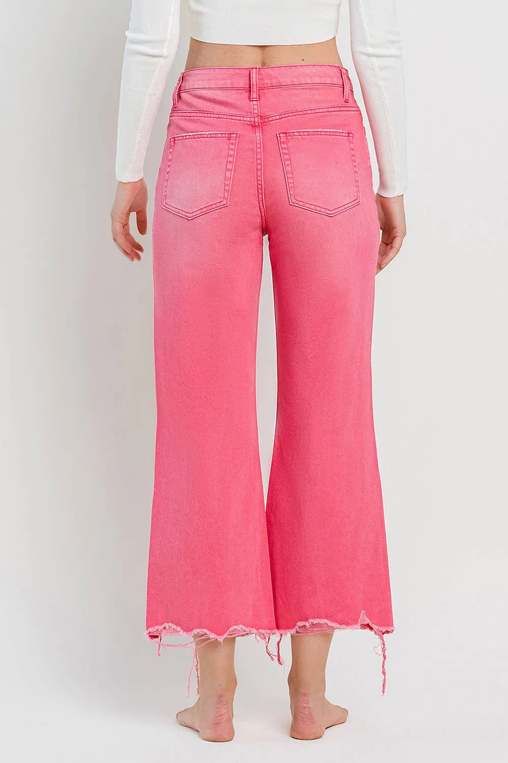 Rosie 90's Super High Rise Crop Flare Hot Pink Jeans