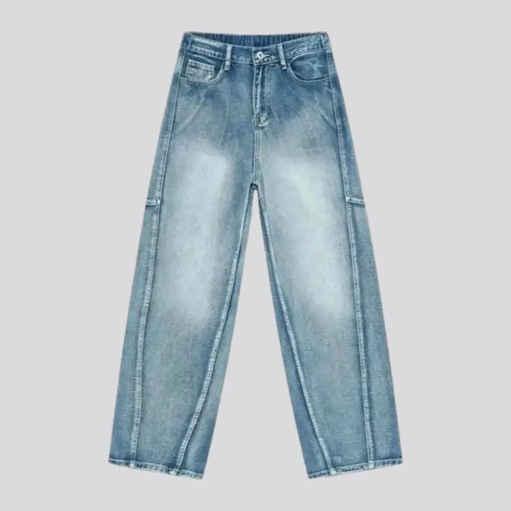 Sanded street style light wash men's jeans