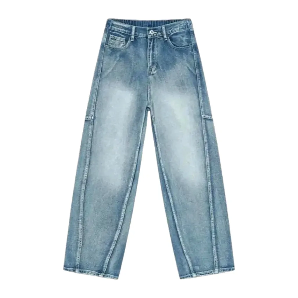 Sanded street style light wash men's jeans