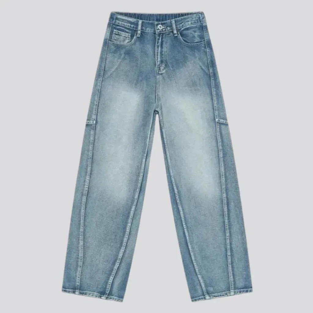Sanded street style light wash men's jeans