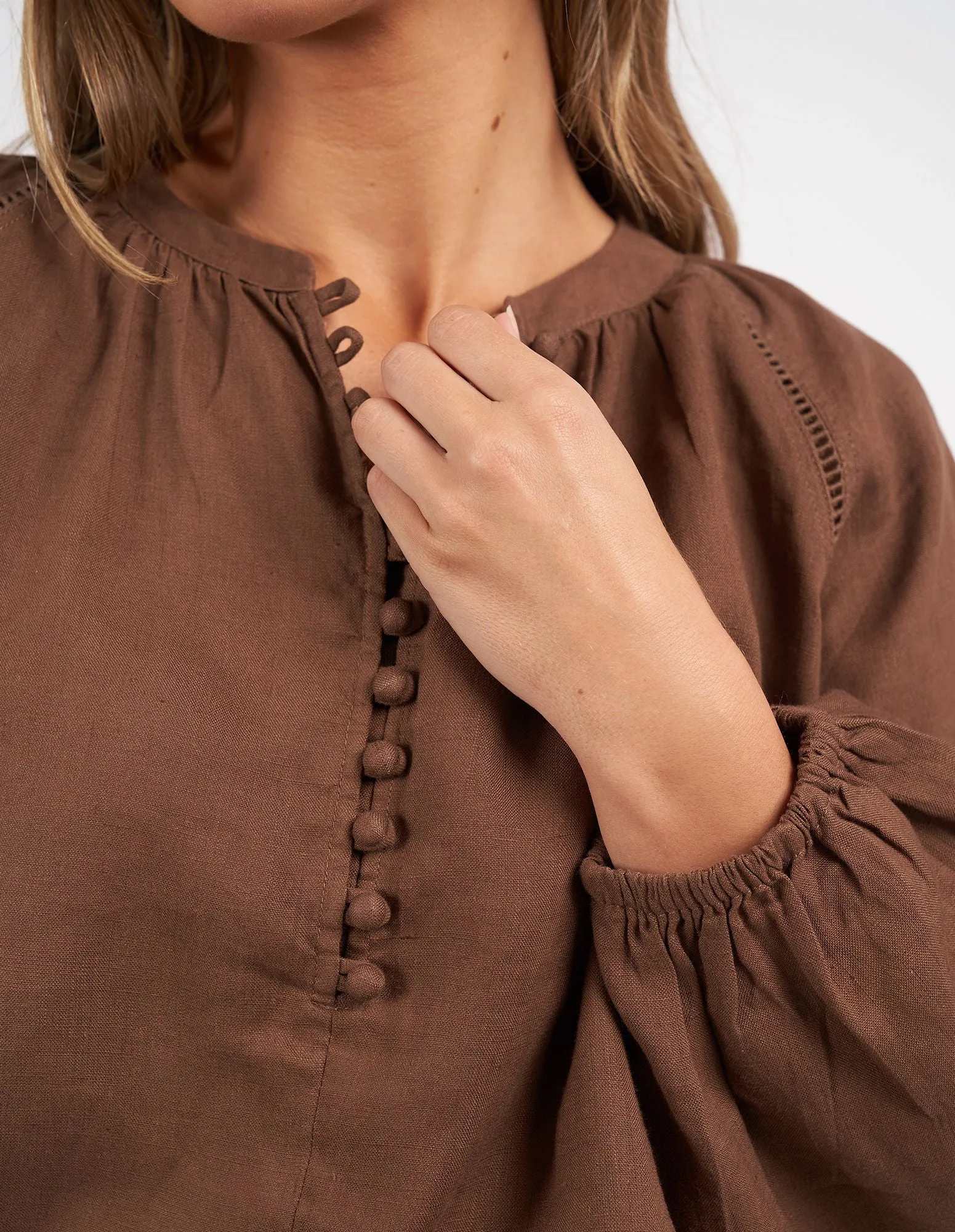 Sardinia Blouse - Chocolate