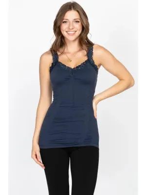 Seamless Laced Corset Camisole in Ink (Navy) by M. Rena