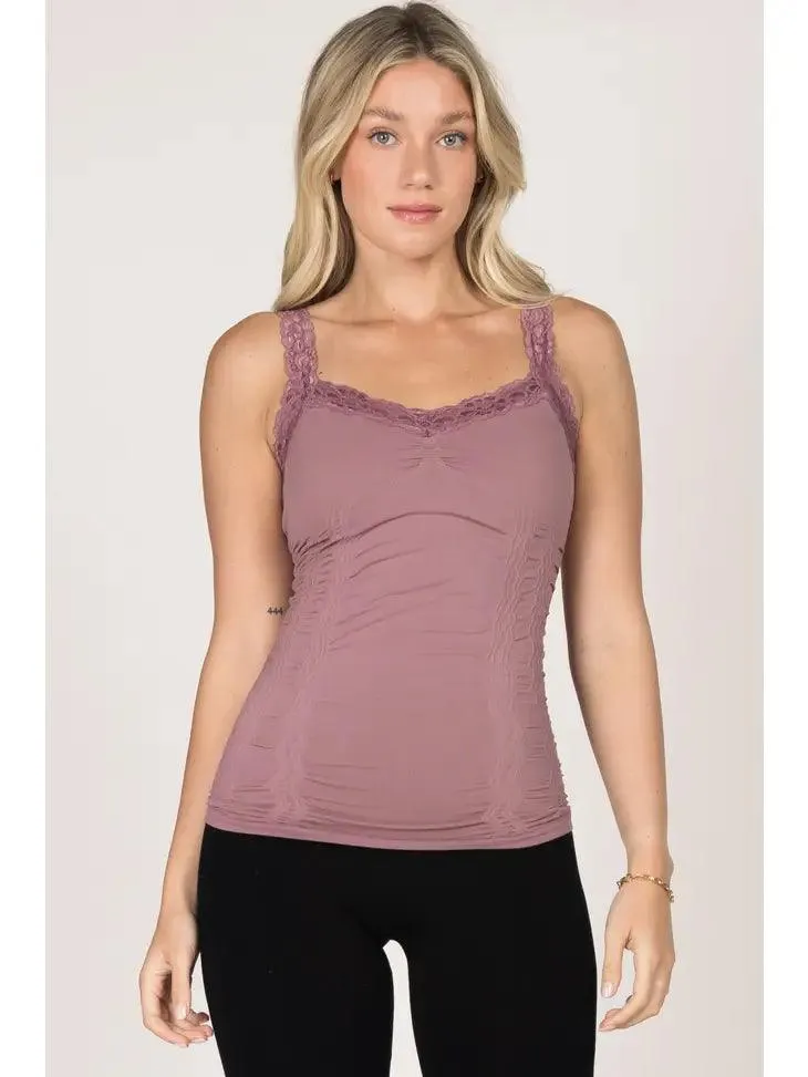 Seamless Laced Corset Camisole in Twilight Mauve by M. Rena