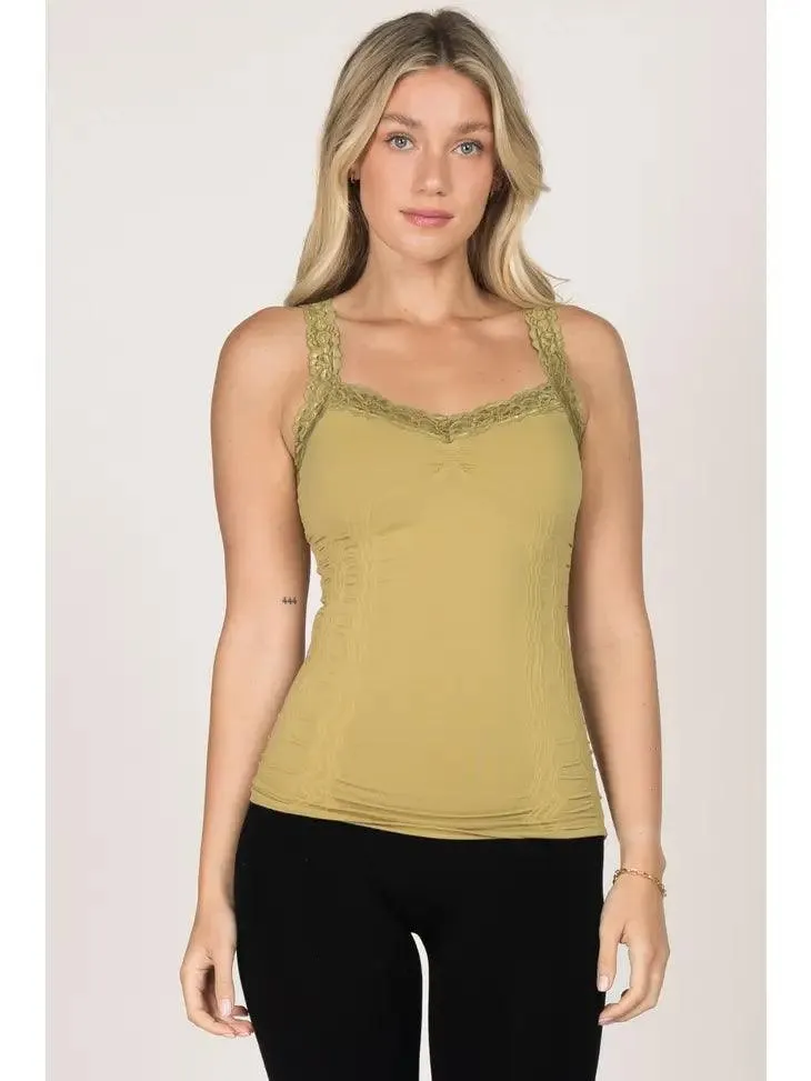 Seamless Laced Corset Camisole in Wasabi by M. Rena
