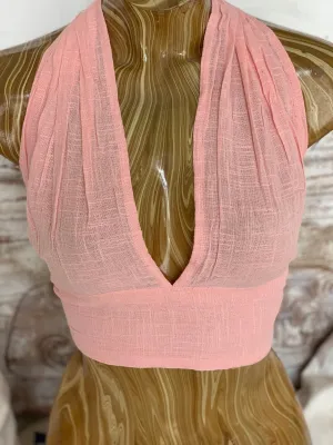 Sexy linen 🦋 top -Rosa