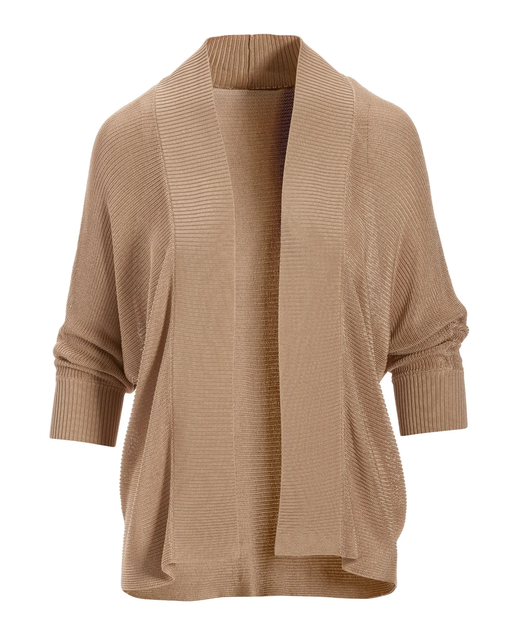 Short Effortless Cardigan Sweater Tan