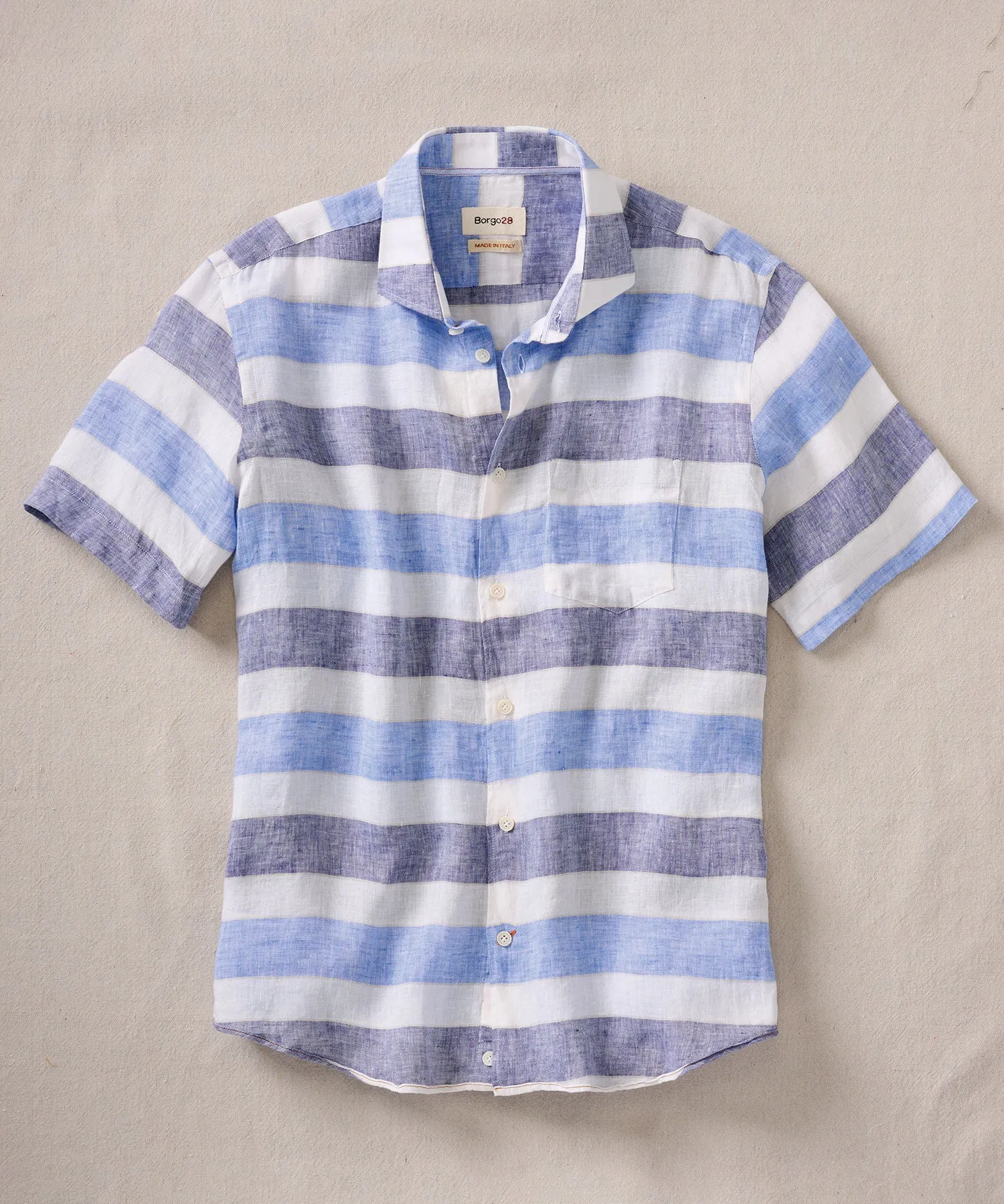 Short-Sleeve Horizontal Summer Stripe Sport Shirt