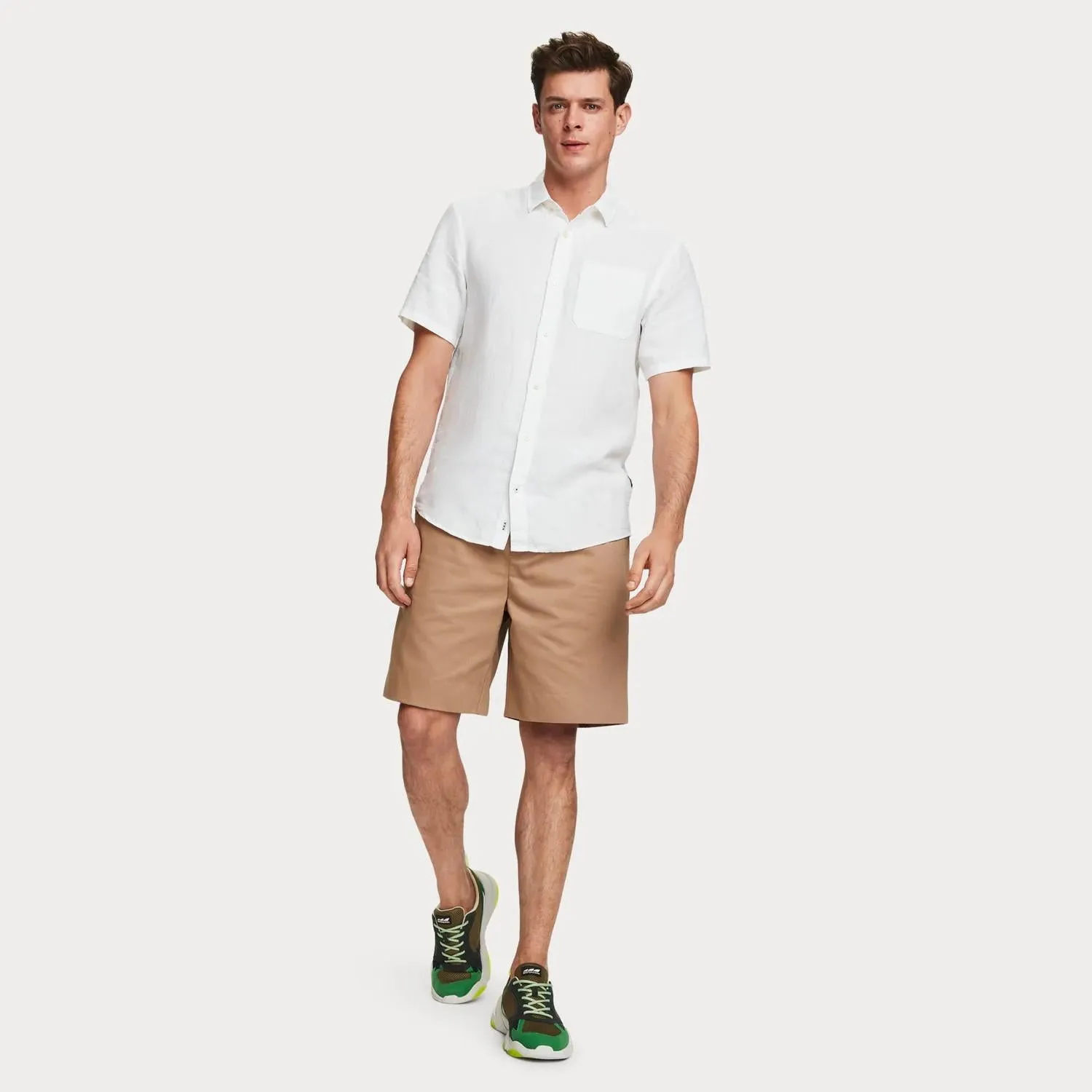 Short Sleeve Linen Shirt (White)