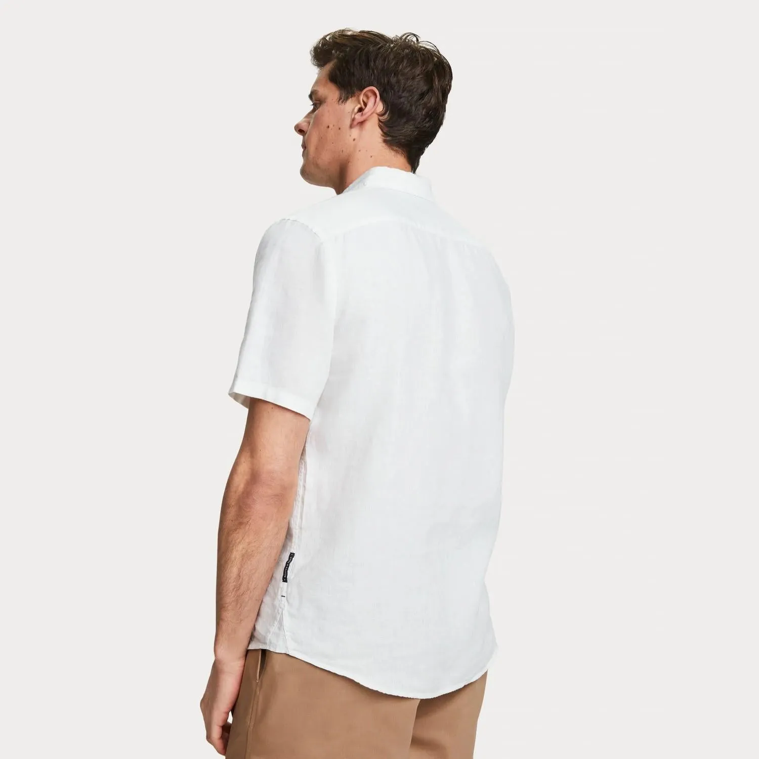 Short Sleeve Linen Shirt (White)