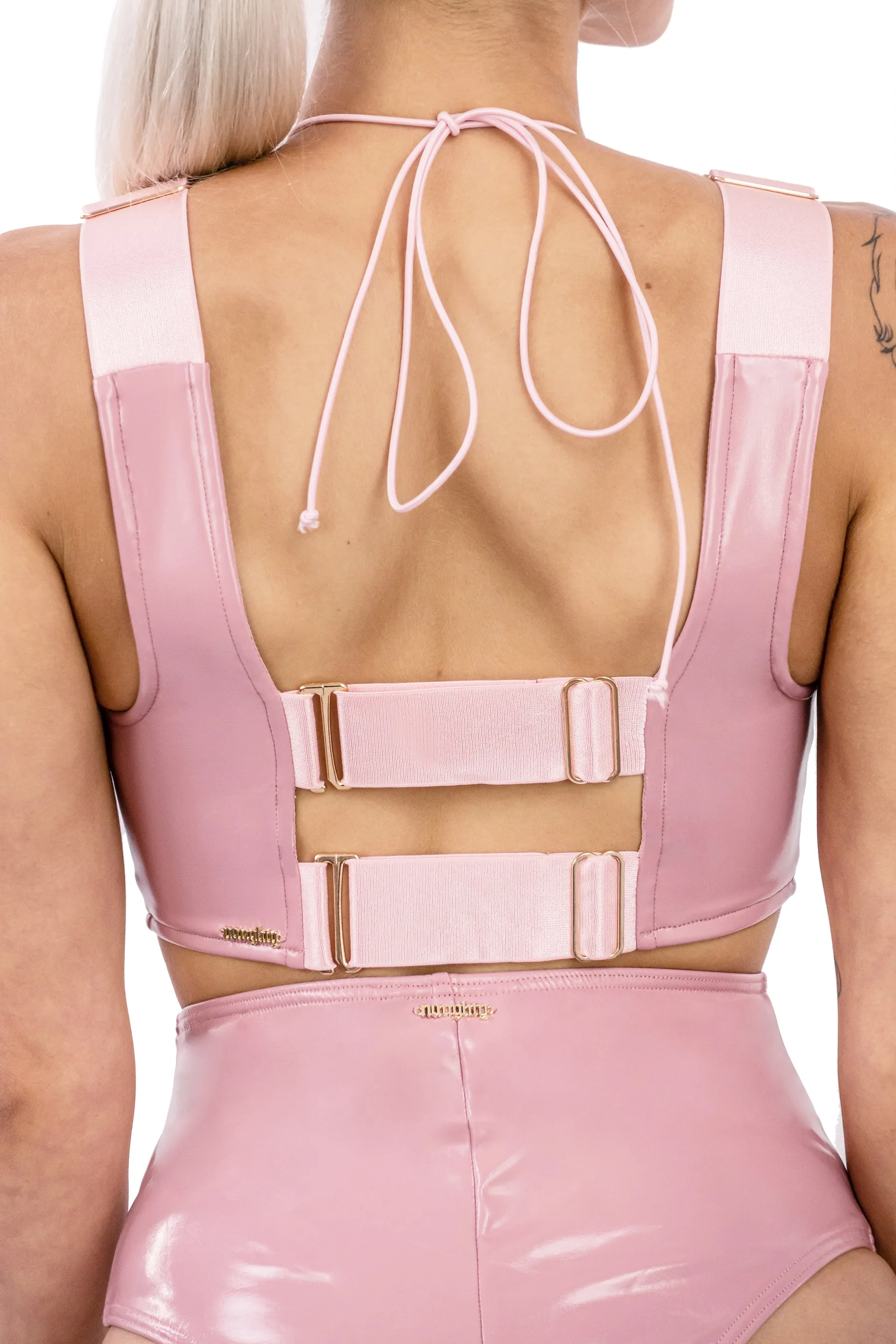 Sinner Vinyl High Waist Shorts PINK