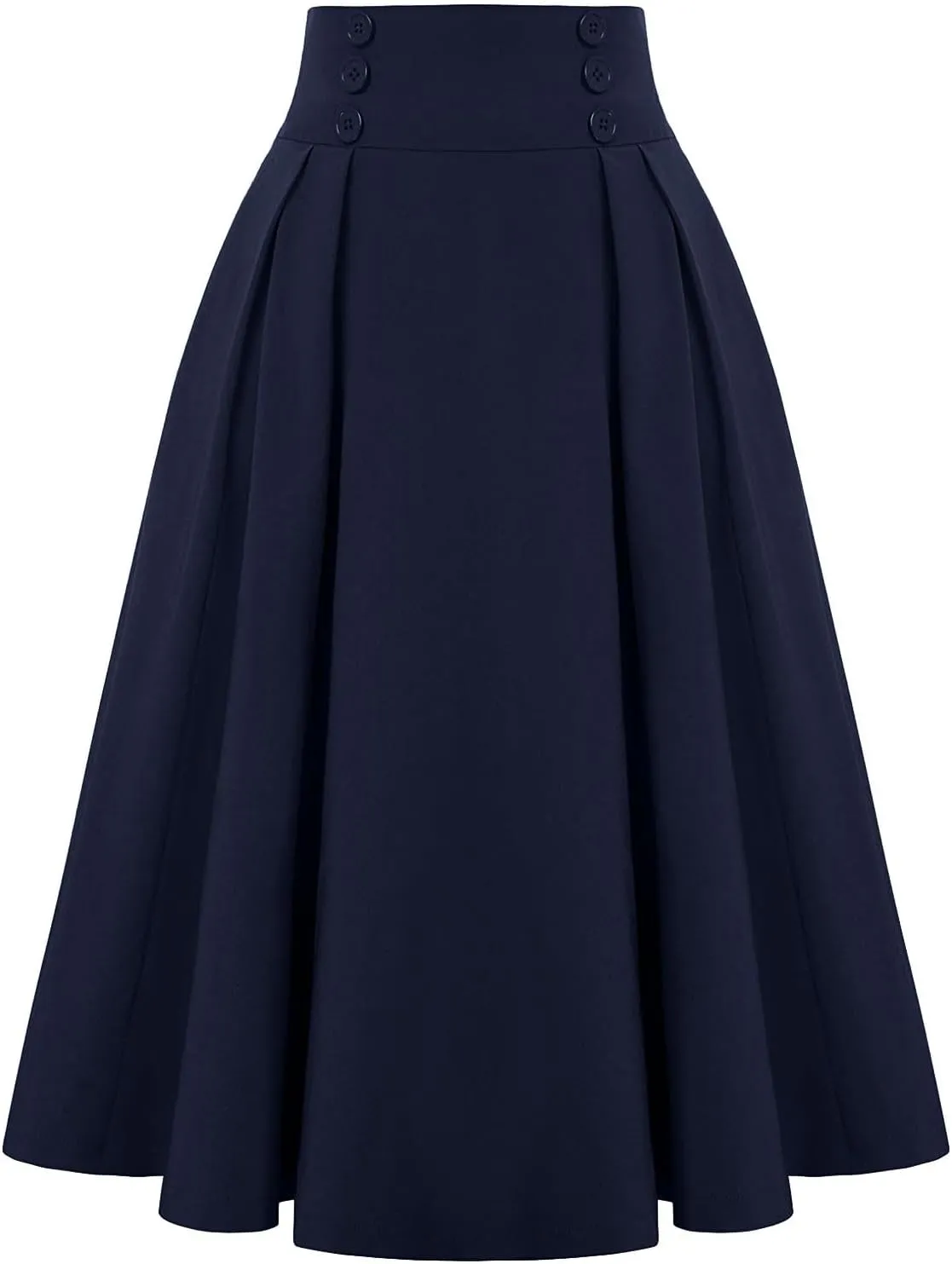 Skirts for Women 2024 Loose Hem Half Length Pleated Skirt Elastic Waist Flowy a Line Long Skirts with Buttons