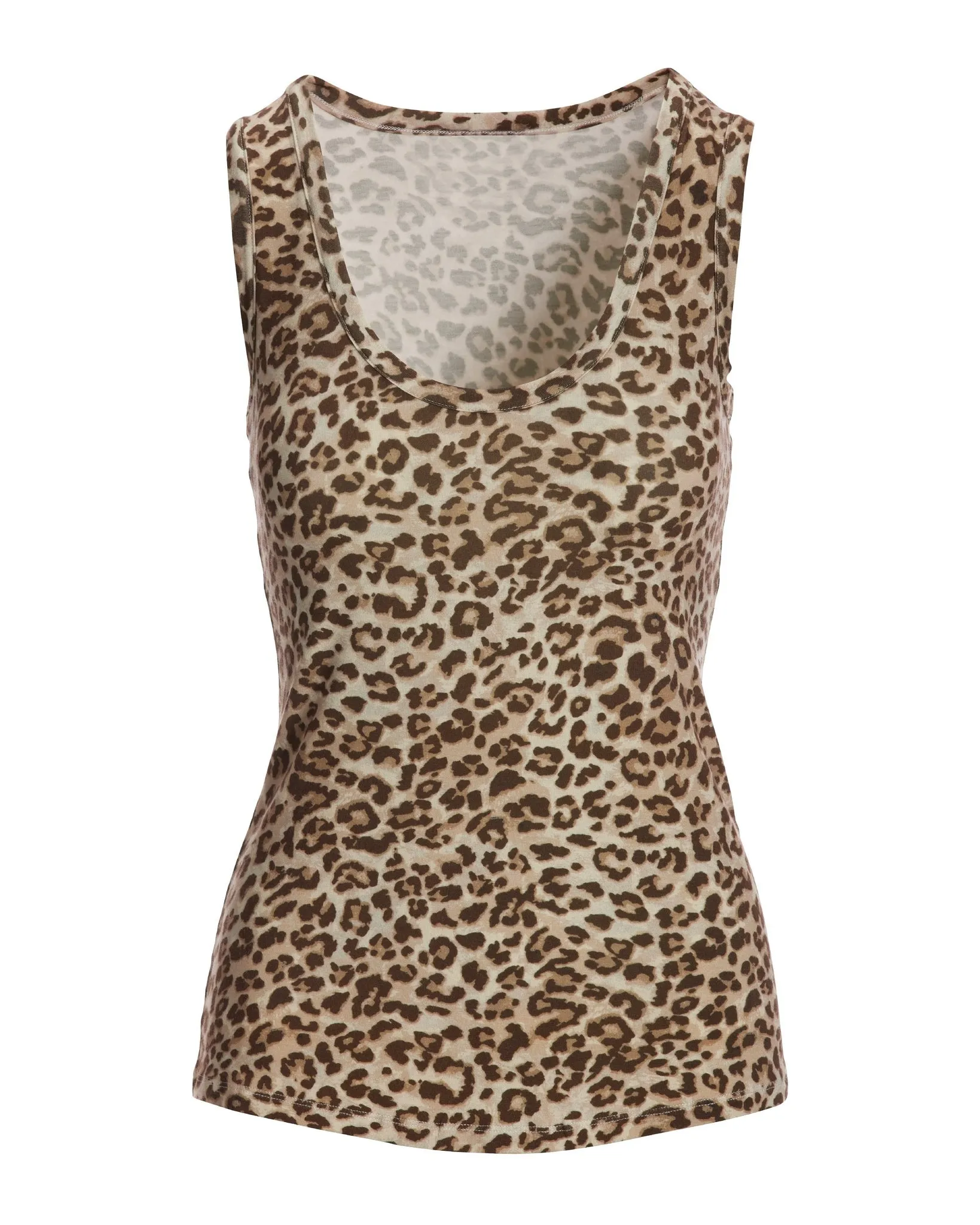 So Effortless Leopard Scoop Neck Tank Neutral
