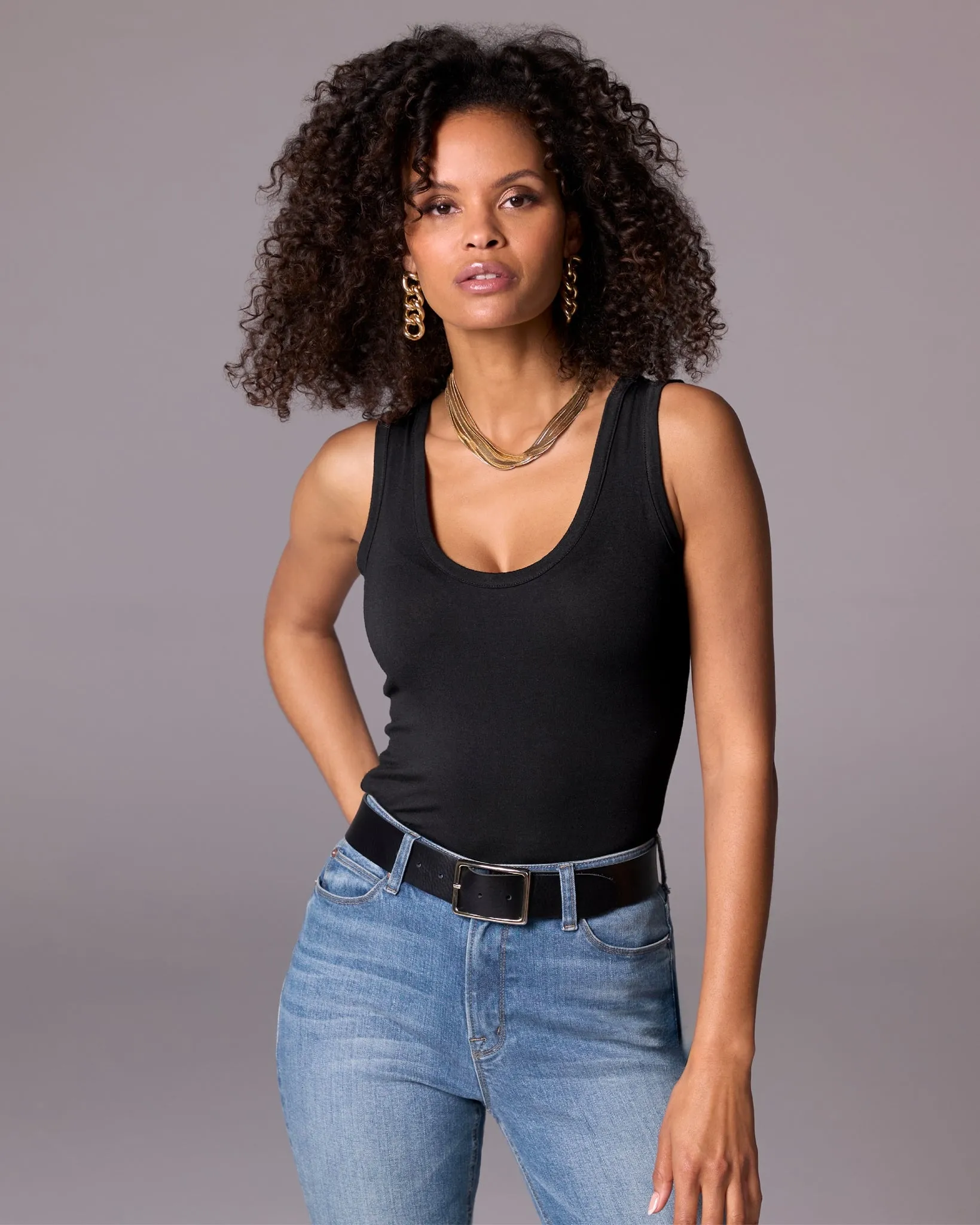 So Effortless Scoop-Neck Tank Top Black