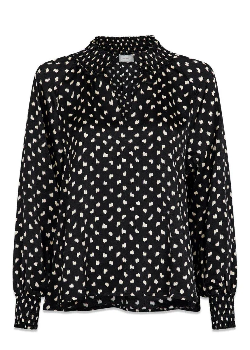 Stone Fading Ink Blouse - Black