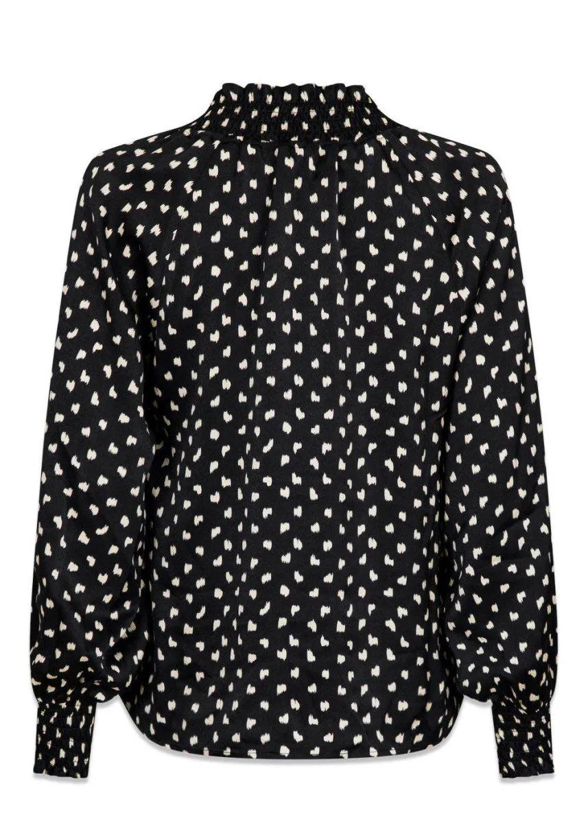 Stone Fading Ink Blouse - Black