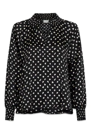 Stone Fading Ink Blouse - Black