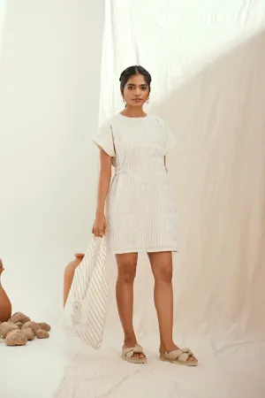 Stripe printed short cotton dress