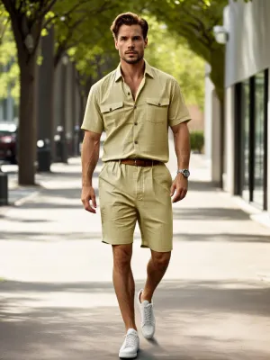 Stylish 100% Cotton Shirt Shorts Set