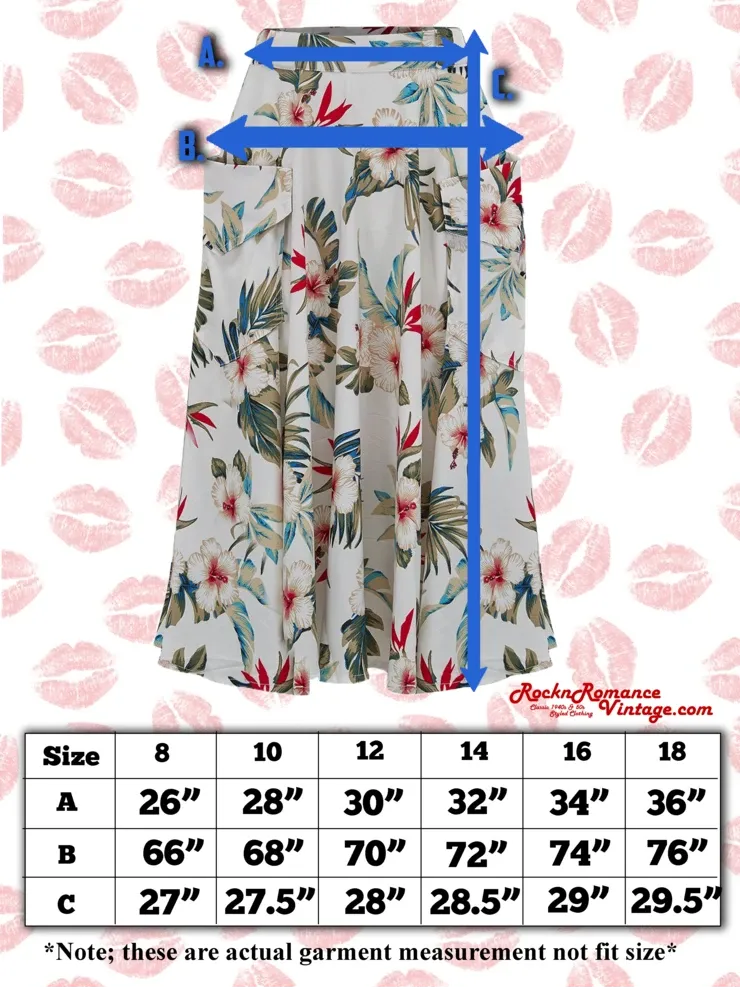 The "Beverly" Button Front Full Circle Skirt with Pockets in Confetti Print, True 1950s Vintage Style