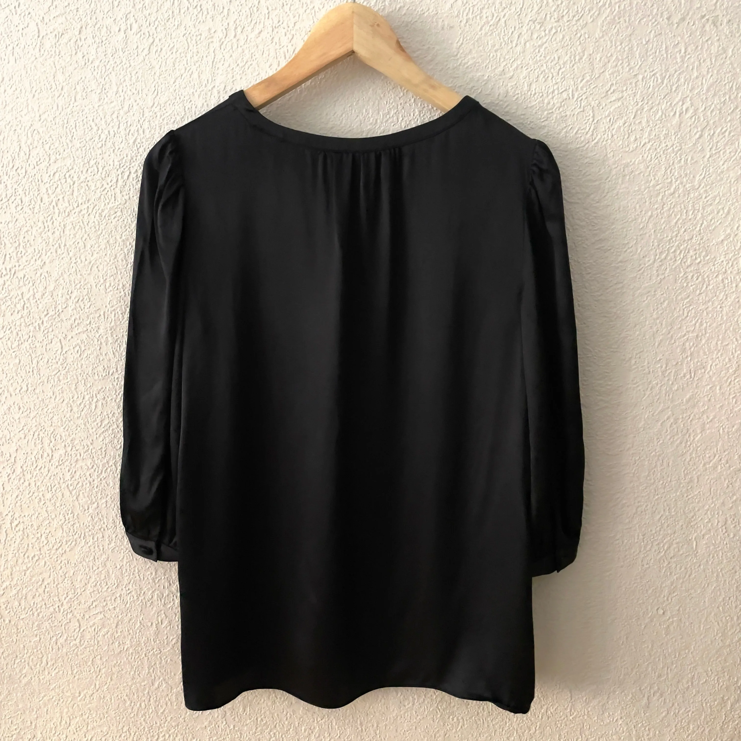 Tibi Black Silk Blouse - ruffled placket