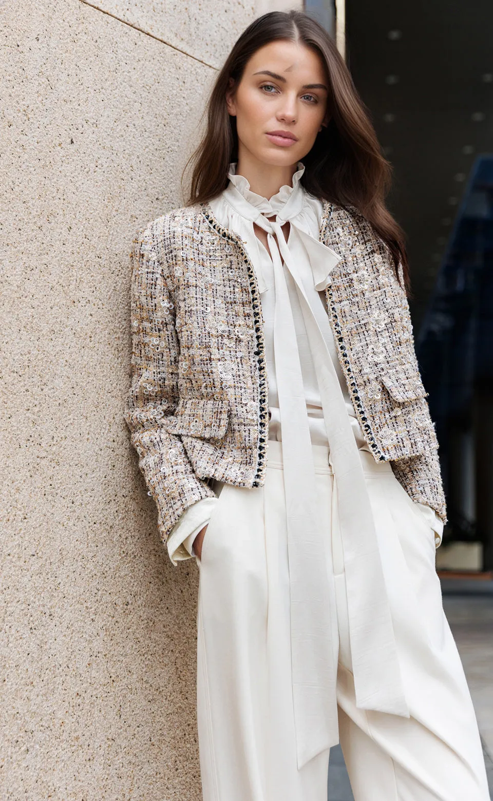 Tie Neck Flounce Blouse