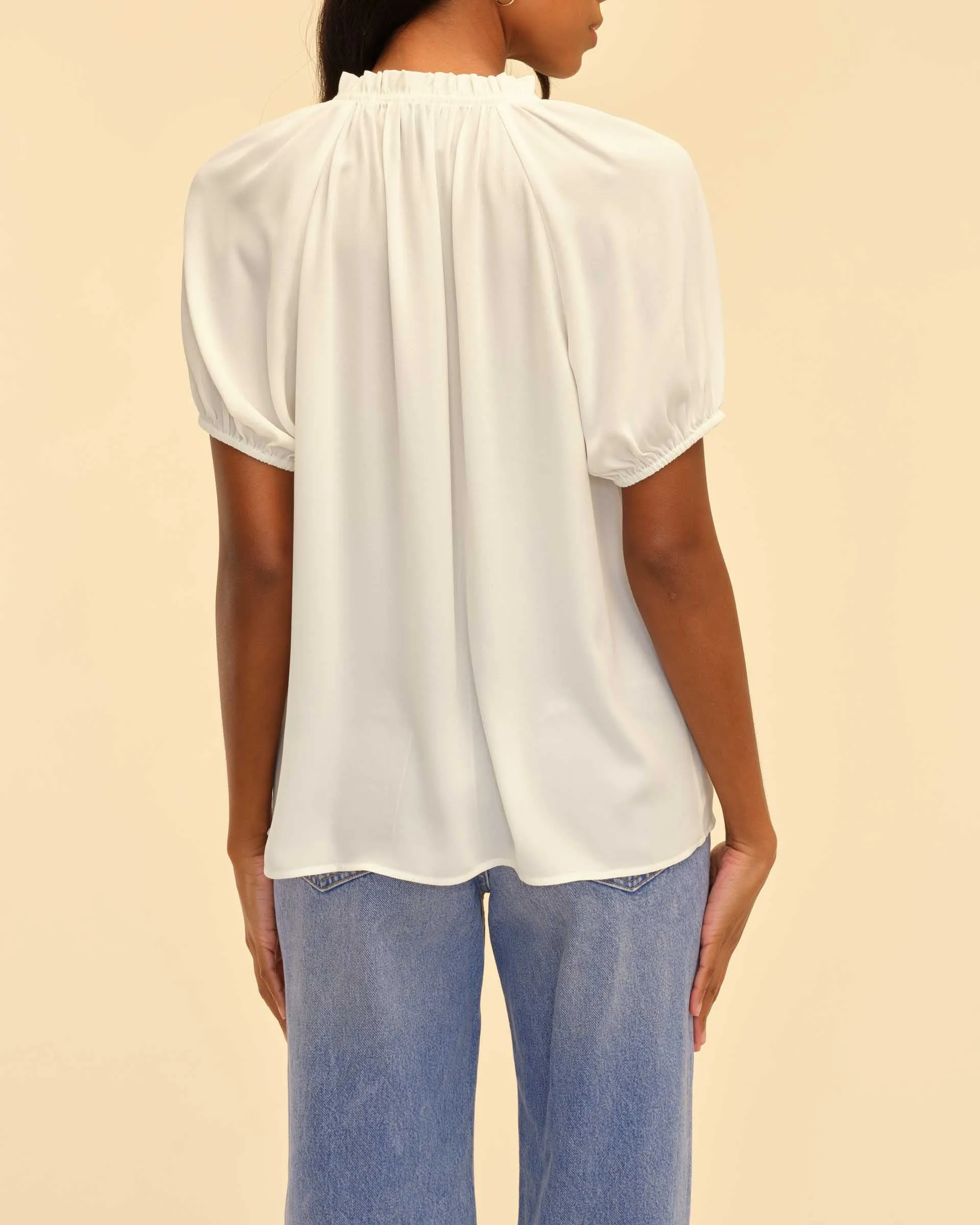 Tie Ruffle Neck Top