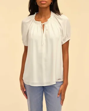 Tie Ruffle Neck Top