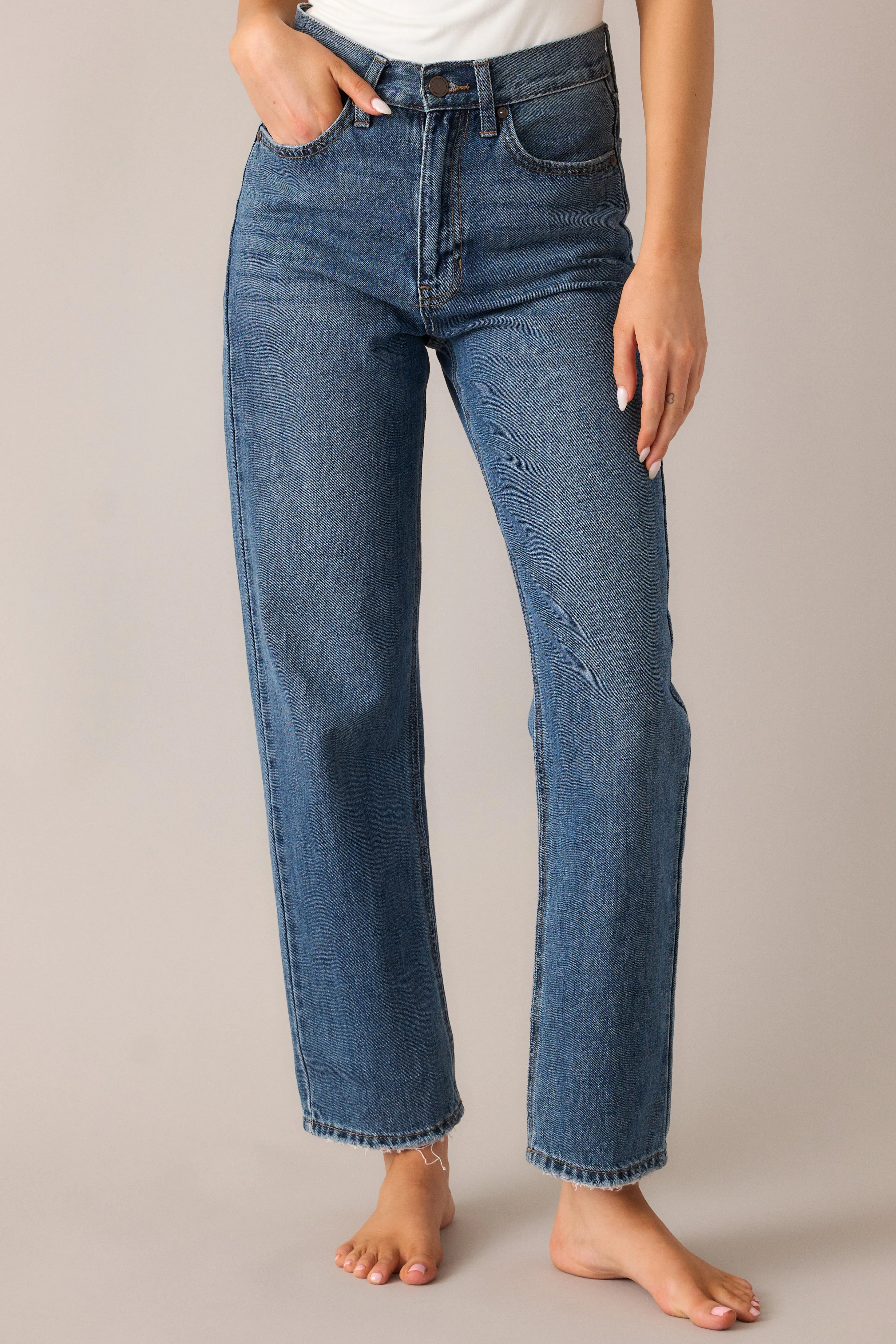 Time To Evolve Medium Wash Classic Straight Leg Jeans