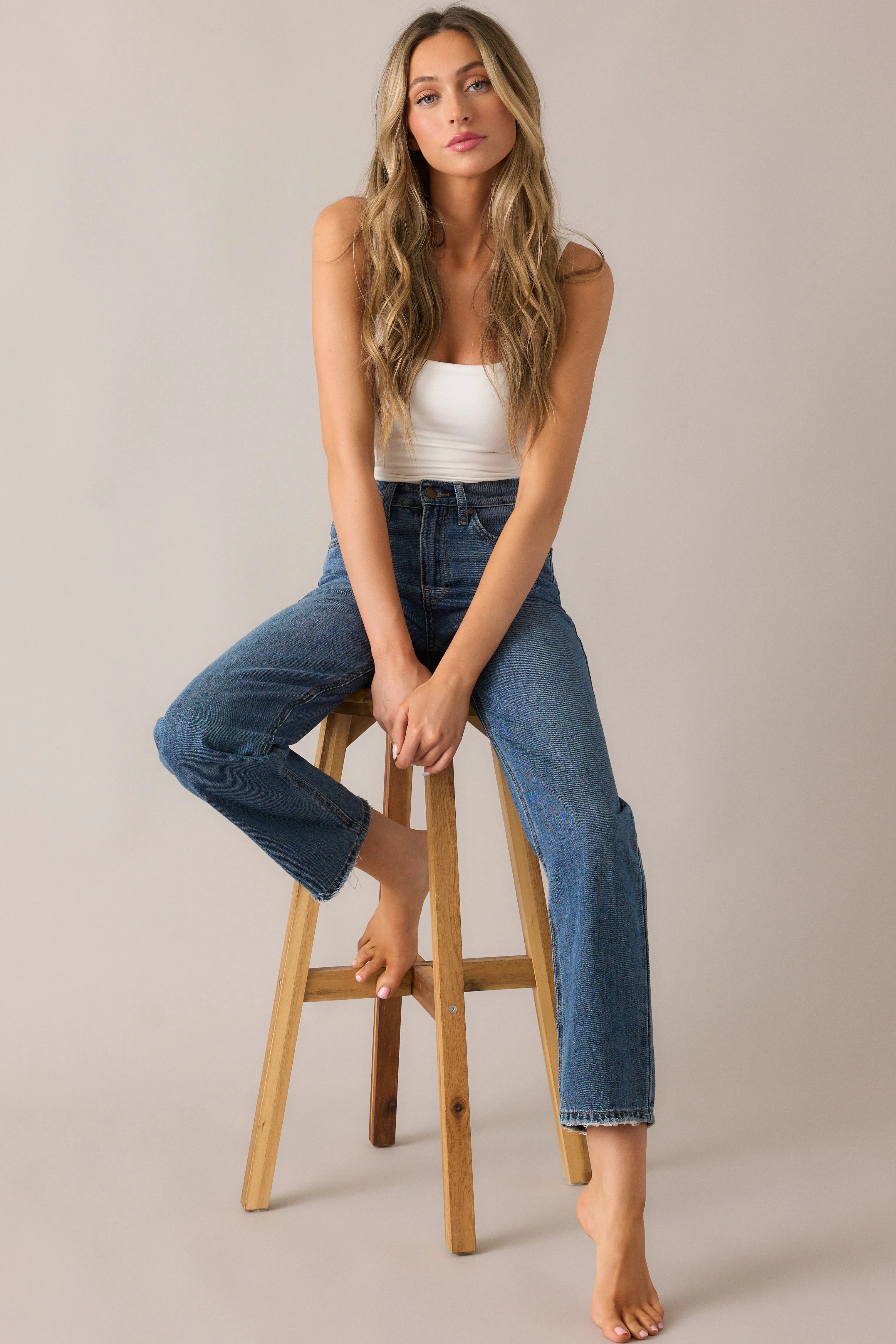 Time To Evolve Medium Wash Classic Straight Leg Jeans