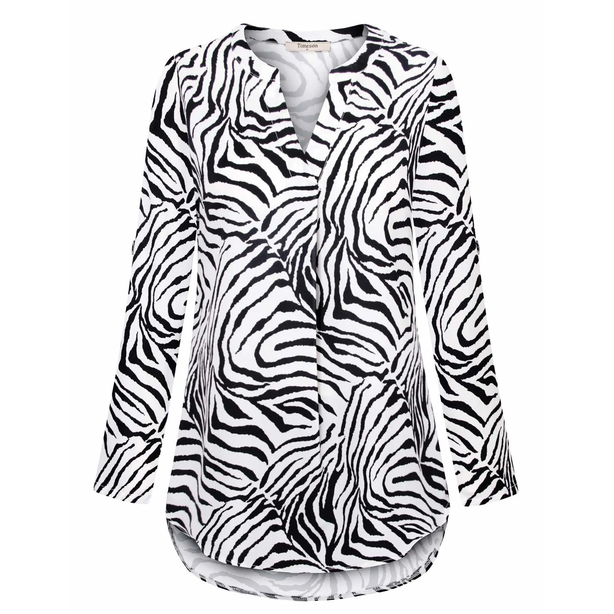 Timeson Cuffed Sleeve Chiffon Blouse