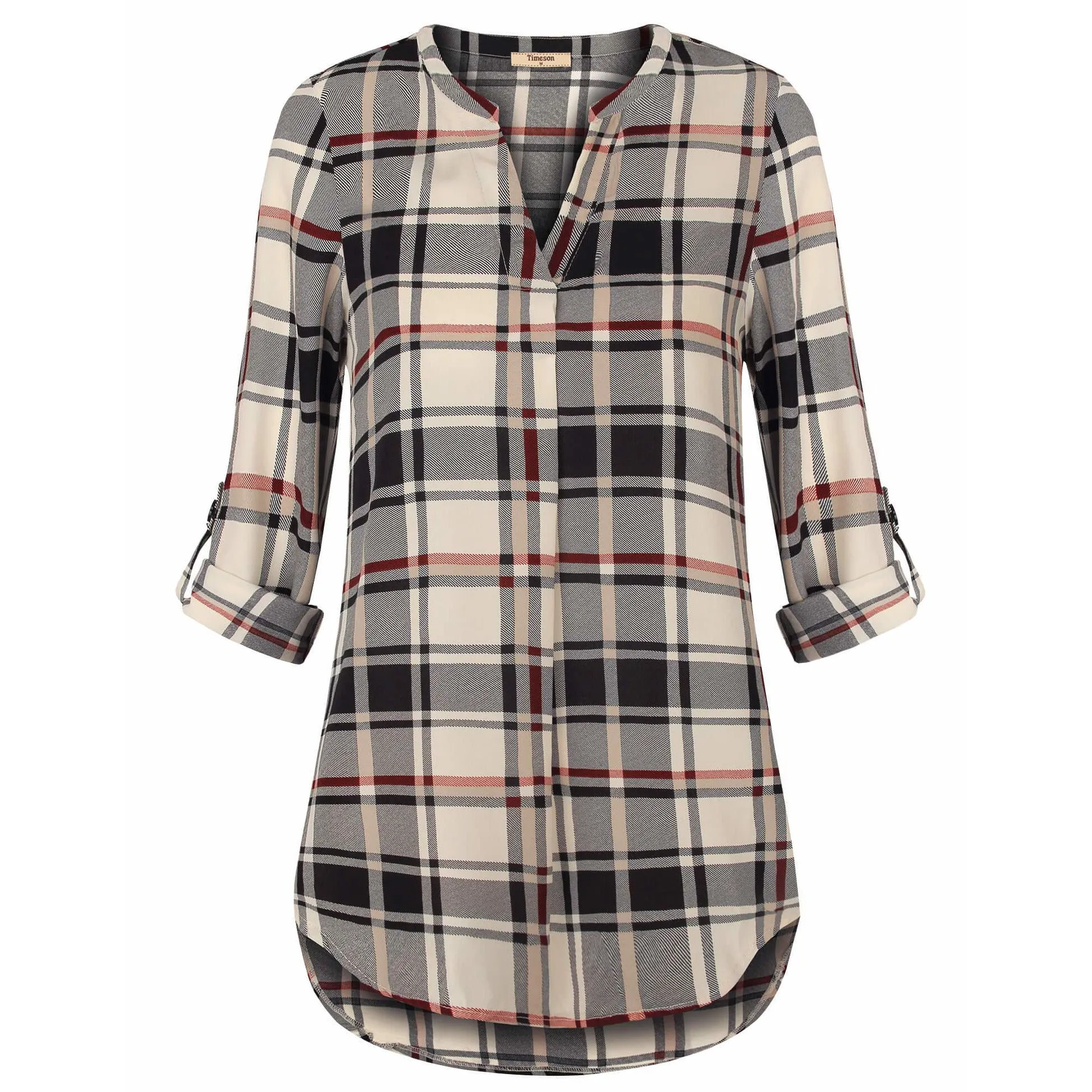 Timeson Cuffed Sleeve Chiffon Blouse