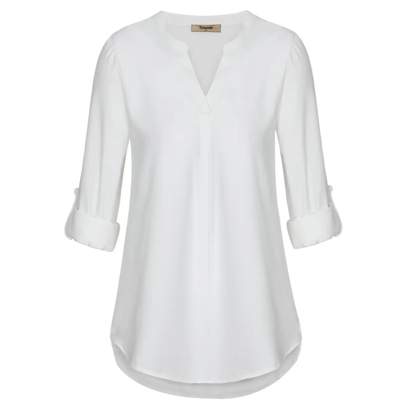 Timeson Cuffed Sleeve Chiffon Blouse