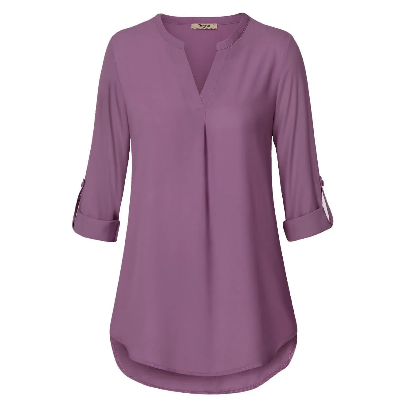 Timeson Cuffed Sleeve Chiffon Blouse