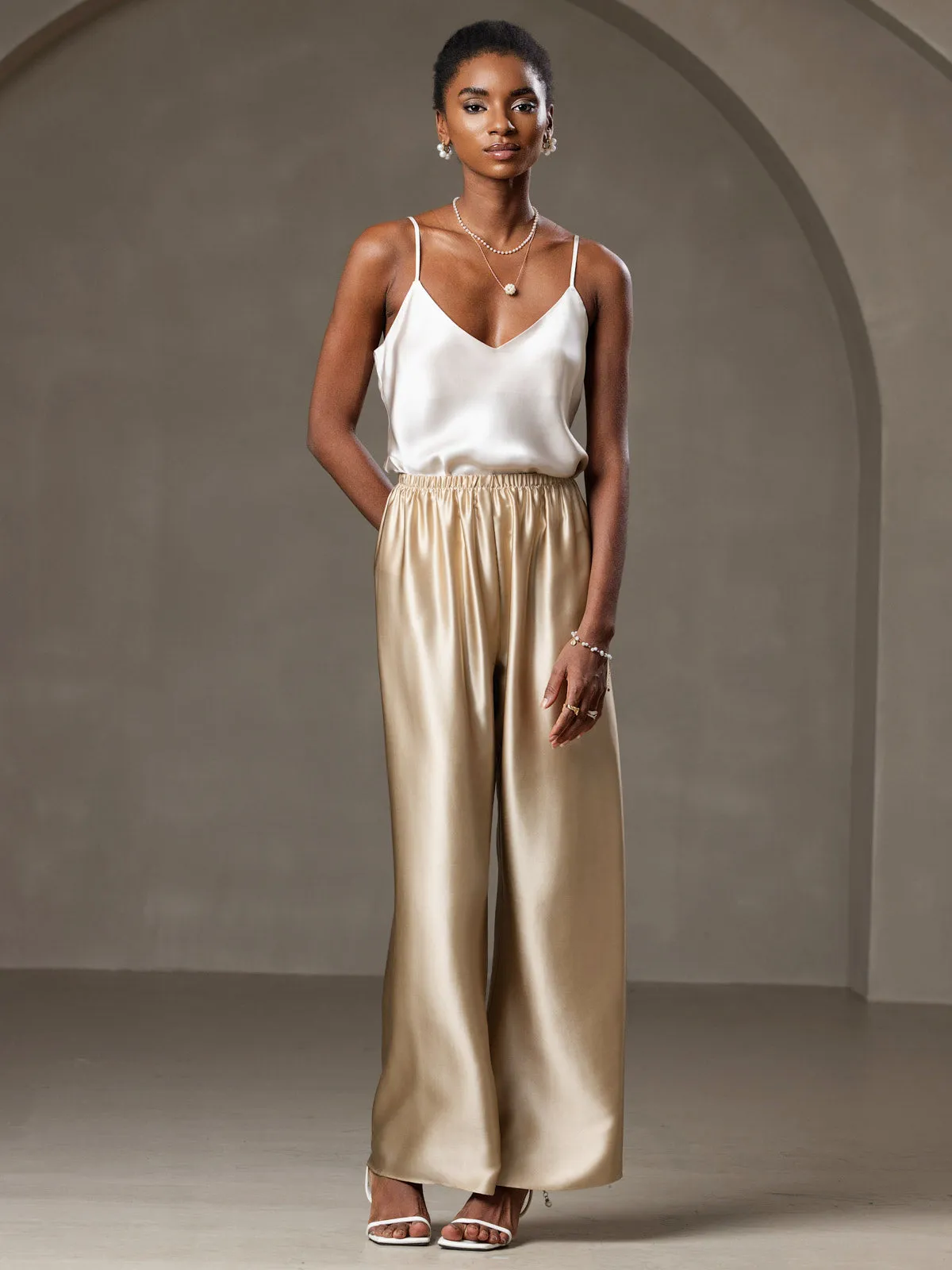 V-hals Ren Silke Spaghettistropper Camisole-top