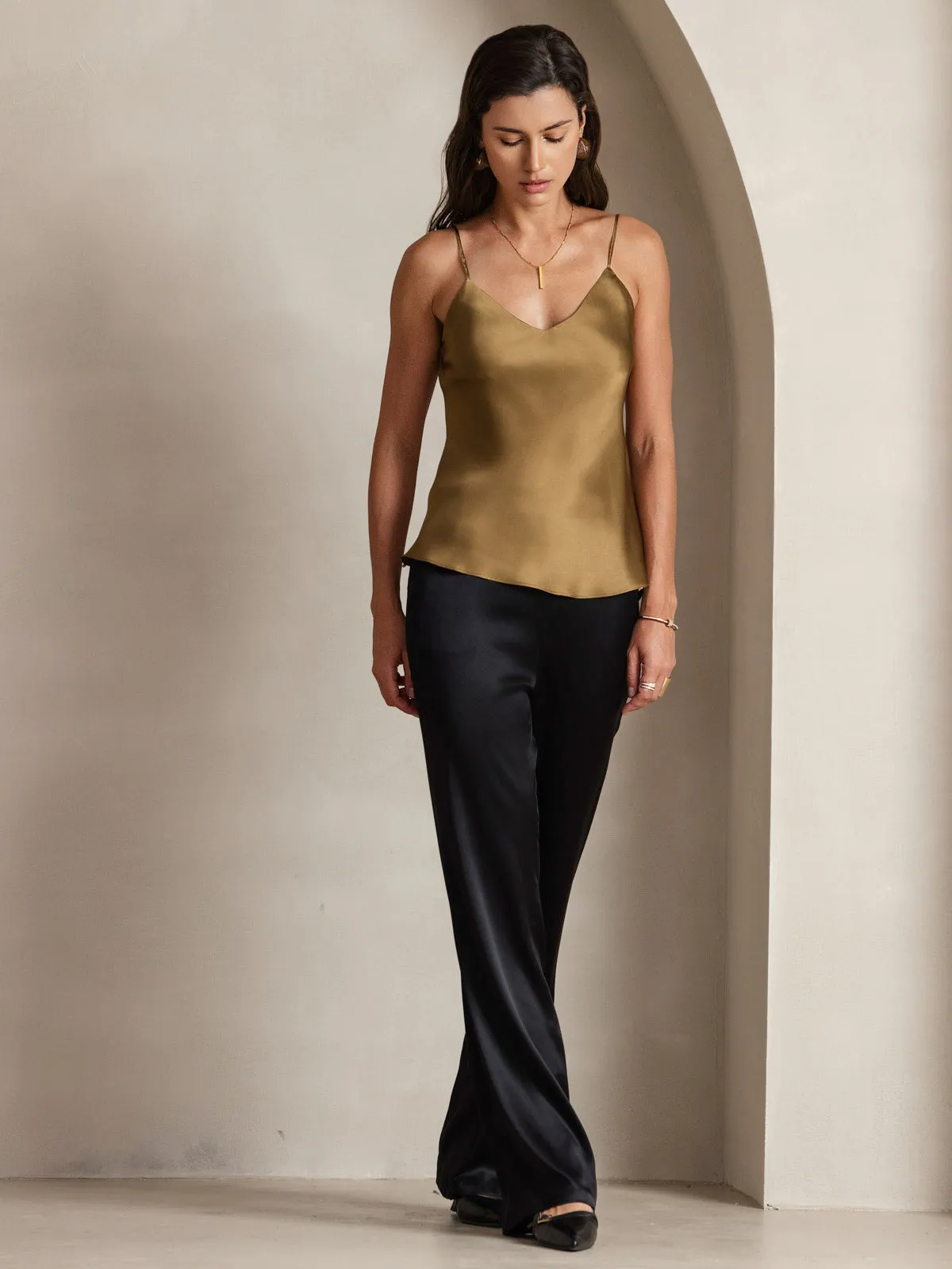 V-hals Ren Silke Spaghettistropper Camisole-top