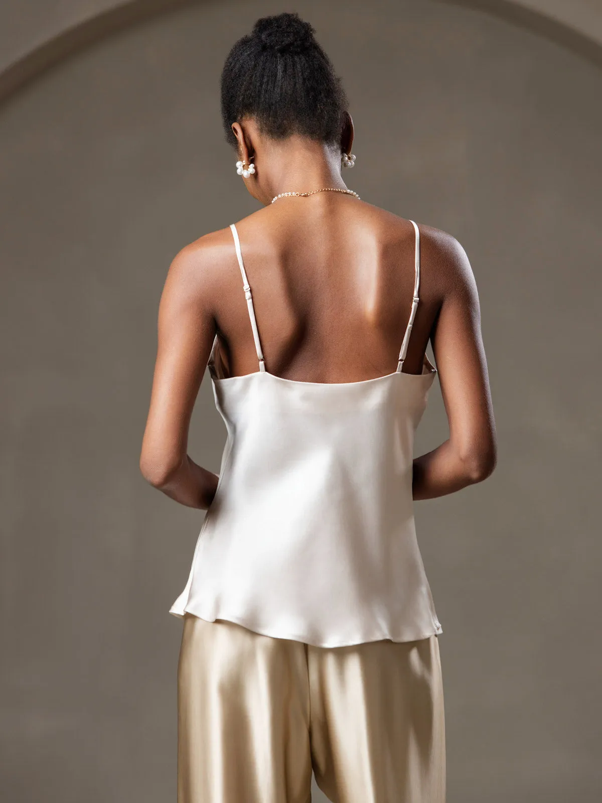 V-hals Ren Silke Spaghettistropper Camisole-top