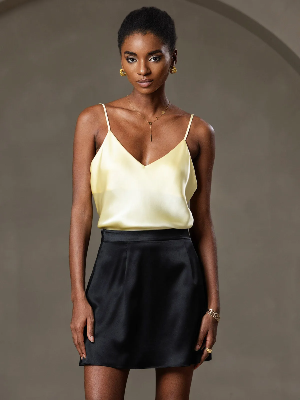 V-hals Ren Silke Spaghettistropper Camisole-top