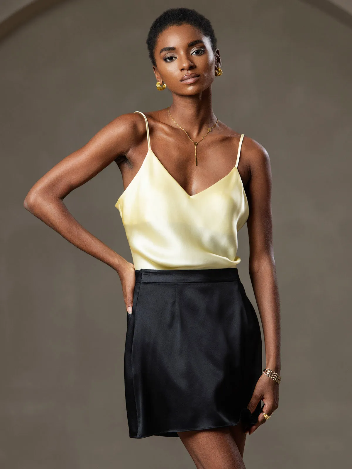 V-hals Ren Silke Spaghettistropper Camisole-top