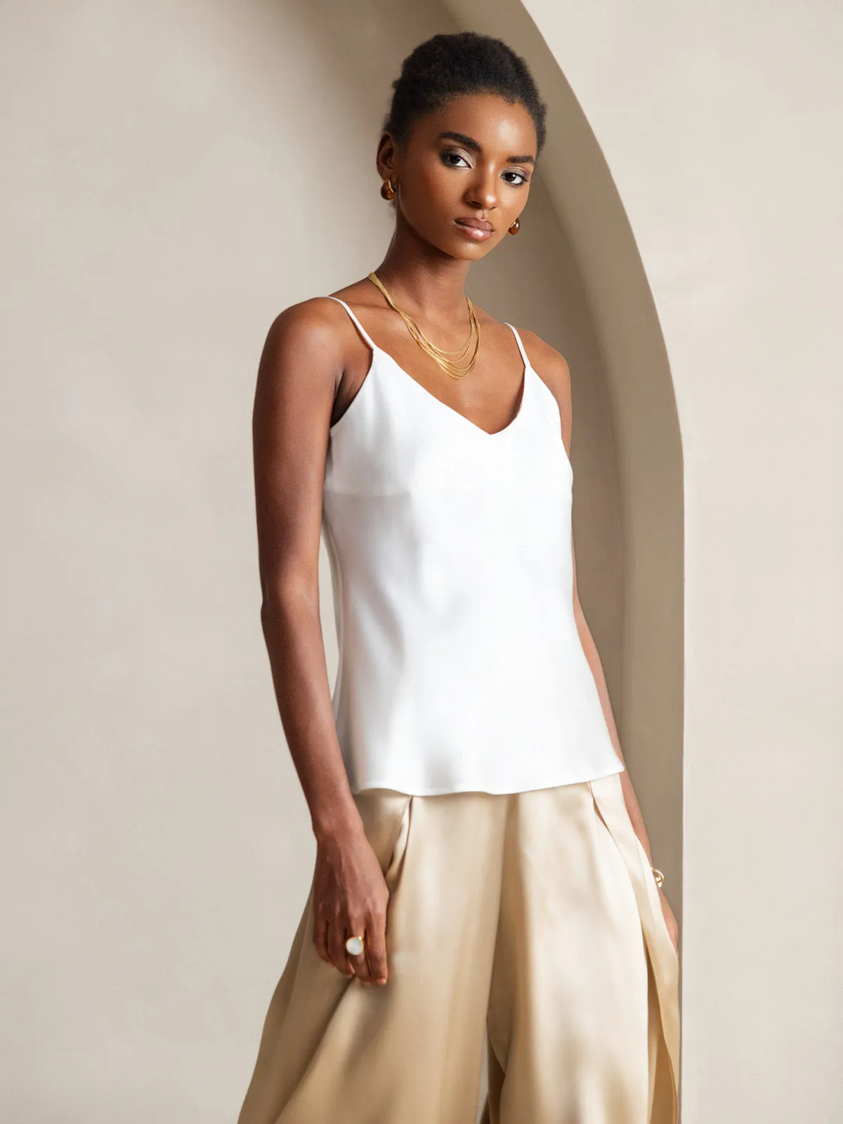 V-hals Ren Silke Spaghettistropper Camisole-top