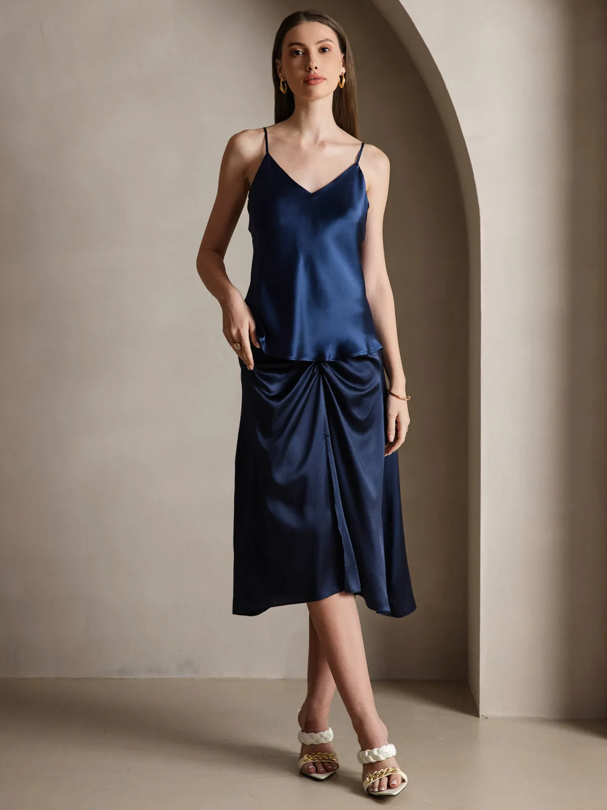 V-hals Ren Silke Spaghettistropper Camisole-top
