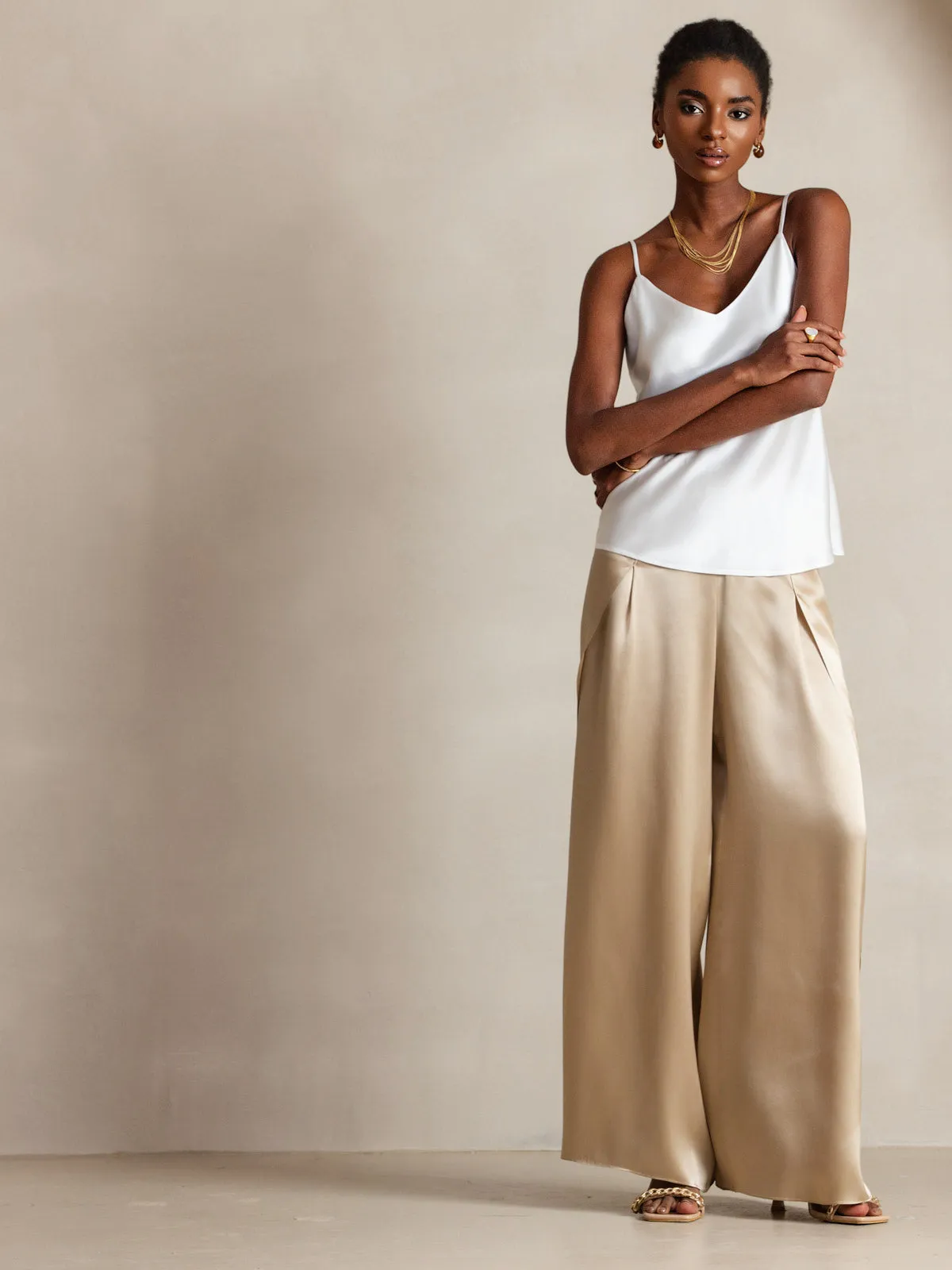 V-hals Ren Silke Spaghettistropper Camisole-top