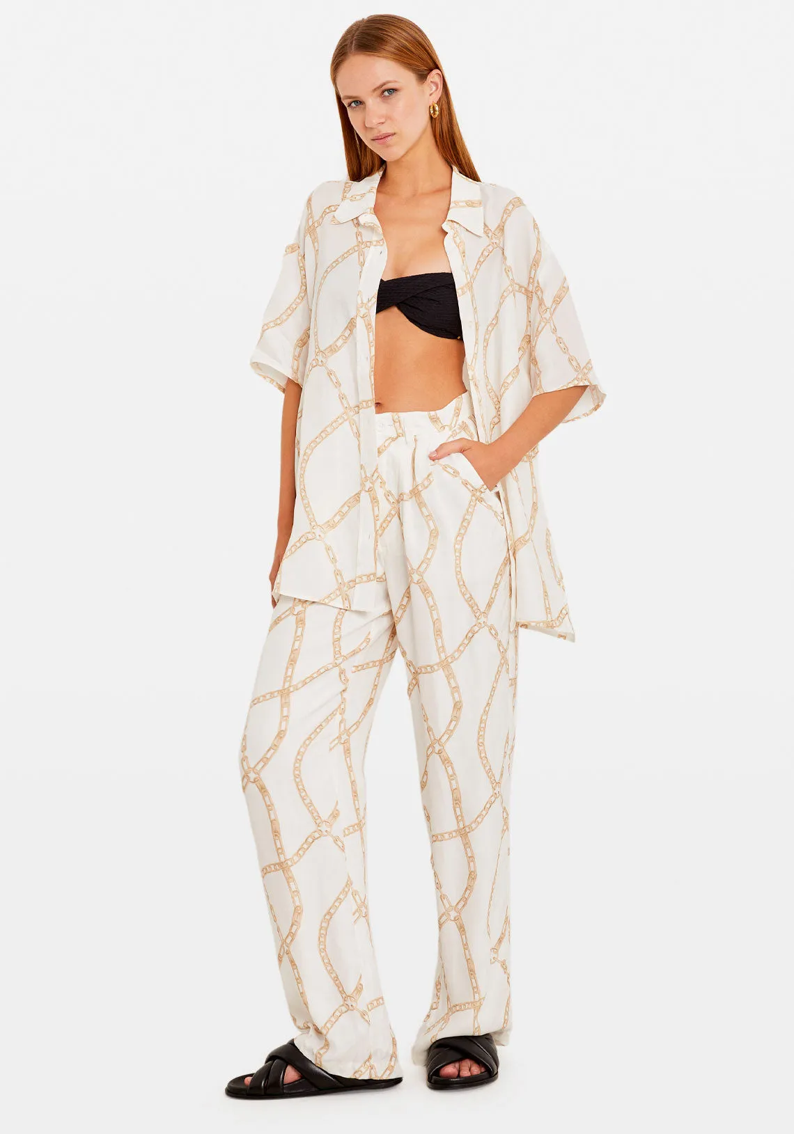 VALO SHIRT CREAM AND TAN LINK PRINT
