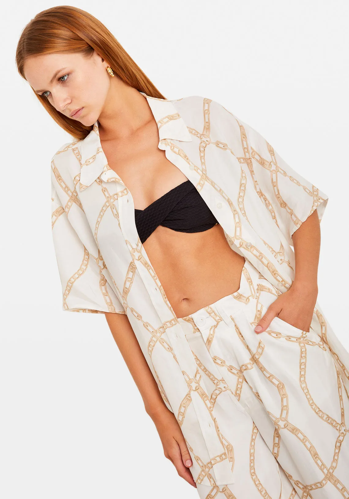 VALO SHIRT CREAM AND TAN LINK PRINT