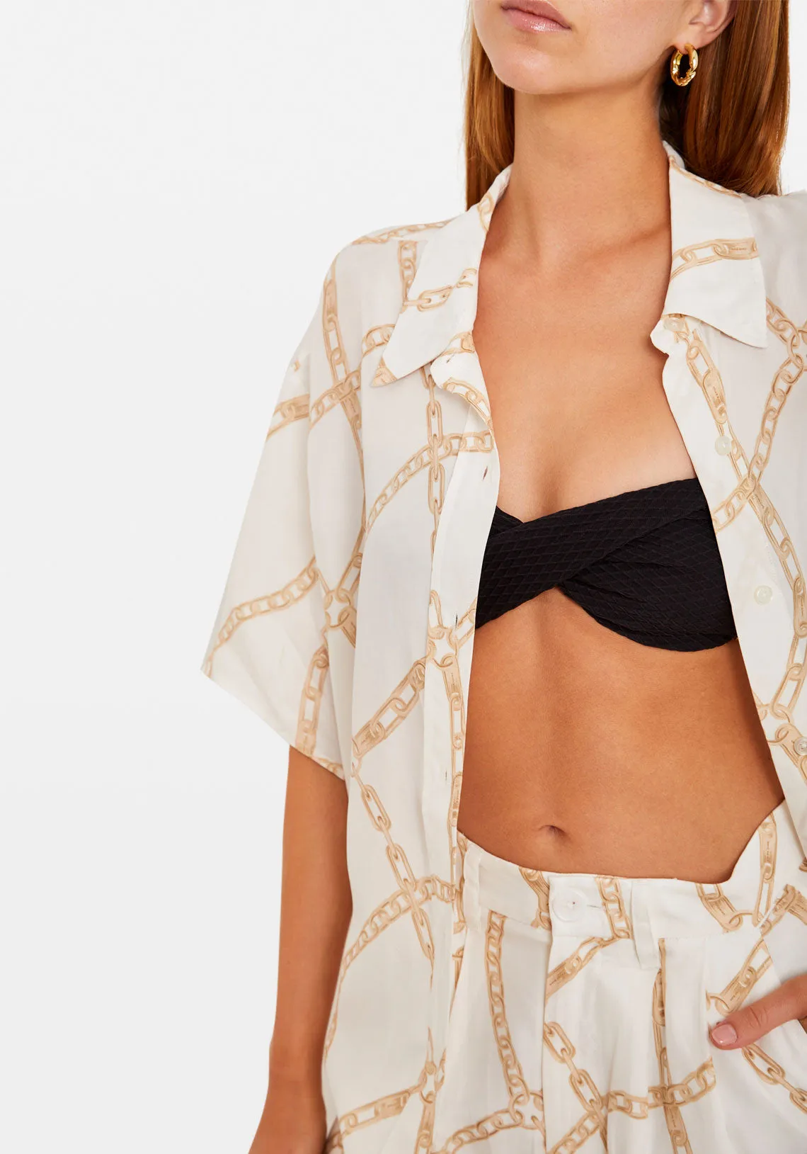 VALO SHIRT CREAM AND TAN LINK PRINT